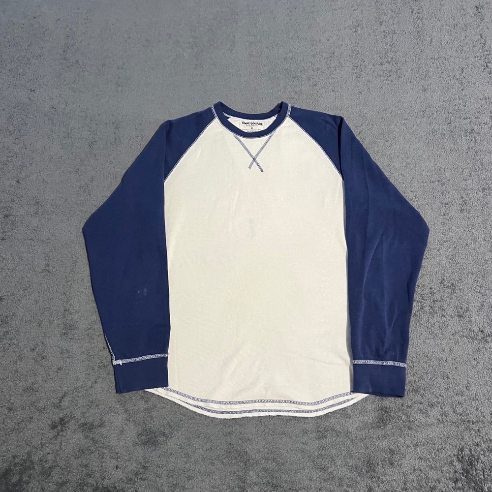 Vintage Foot Locker Athletic Fit Thermal Raglan Shirt XL Waffle Knit Grunge